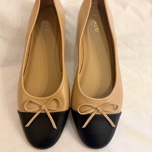J. Crew Beige and Black Bow Flats